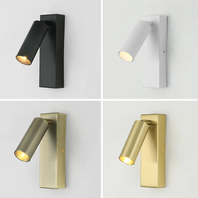 LED Wall Light Modern Simple Hotel Room Rotatable Bedroom Wall Lamp Without Switch Bedside Reading Wall Lamp