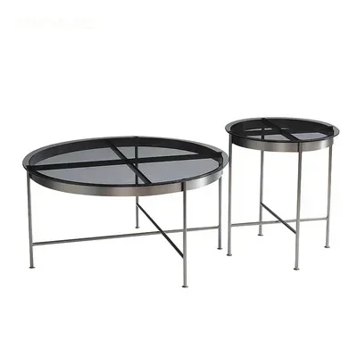 

Nordic creative light luxury, Italian stainless steel glass coffee table, combination, very simple side table in the living