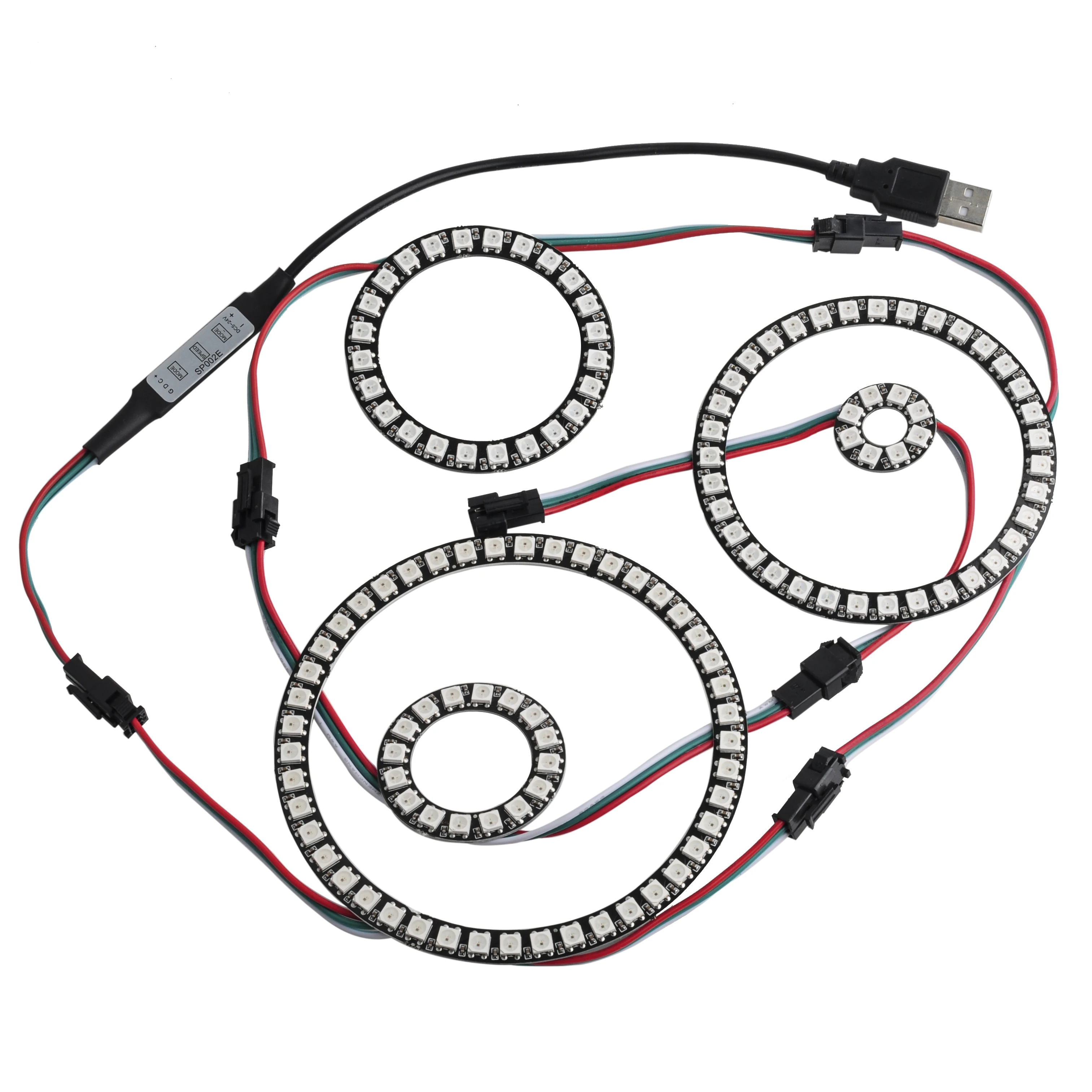 8/16/24/35/45/128bits WS2812B RGB LED Anel 5050 Pixel LED Círculo Anel Full Color Endereçável com USB Controle Remoto