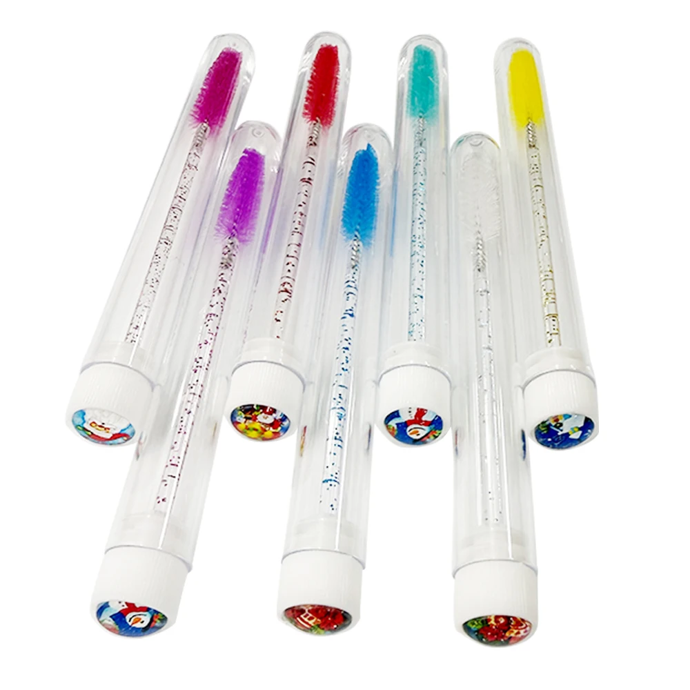 10/25 Uds. Tubos de cepillo de pestañas de Navidad extensión de pestañas cepillos para rímel varita peine para cejas carretes contenedor aplicadores herramientas