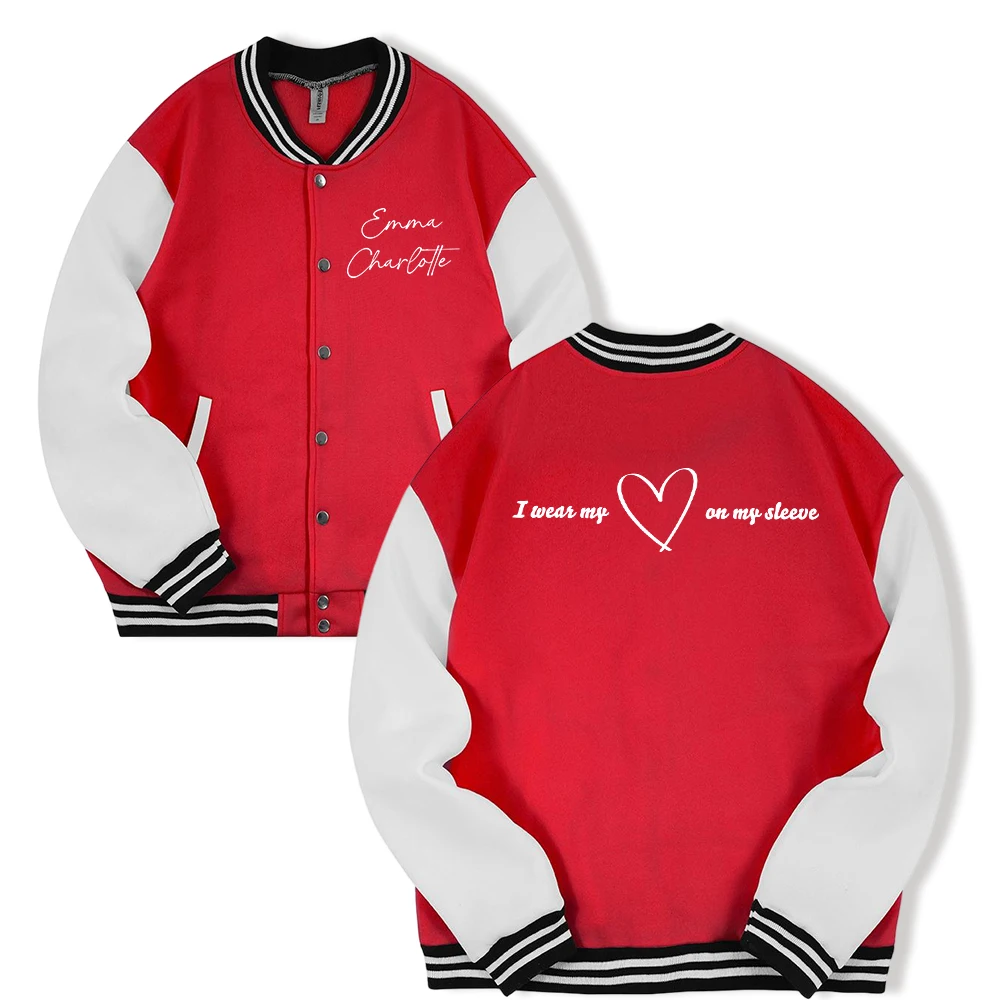 

Мужская куртка с принтом I Wear My On My рукава, осенняя хлопковая одежда, повседневная удобная бейсбольная форма, спортивная одежда большого размера