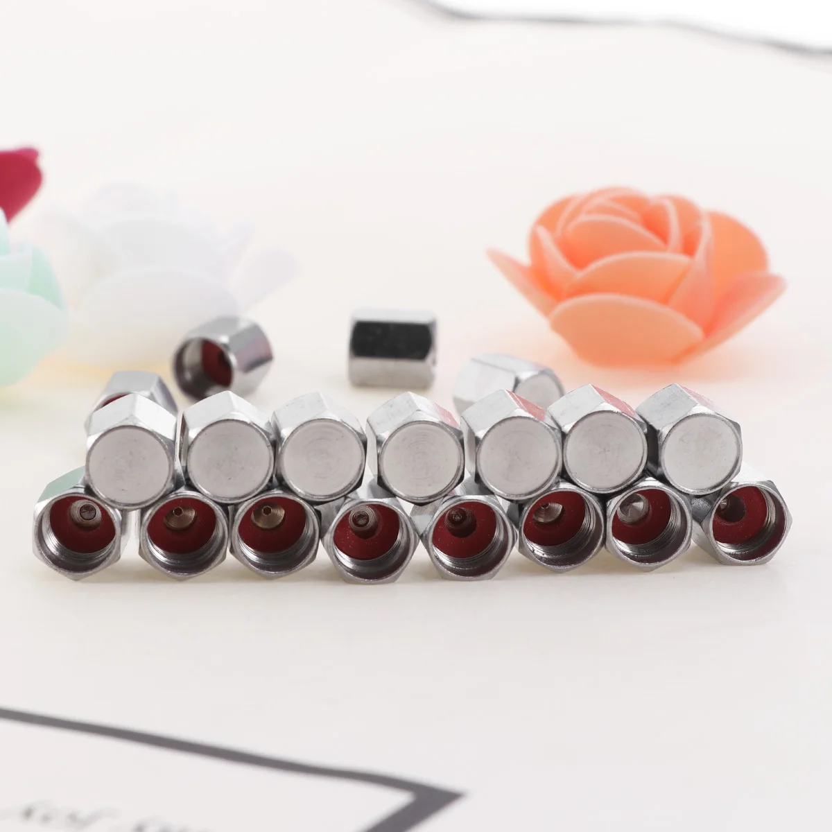 20Pcs Universal Hexagon Tire Valve Caps Durable Brass Material for Cars Bikes Trucks Easy to Install Bicycle Hexagon Cap