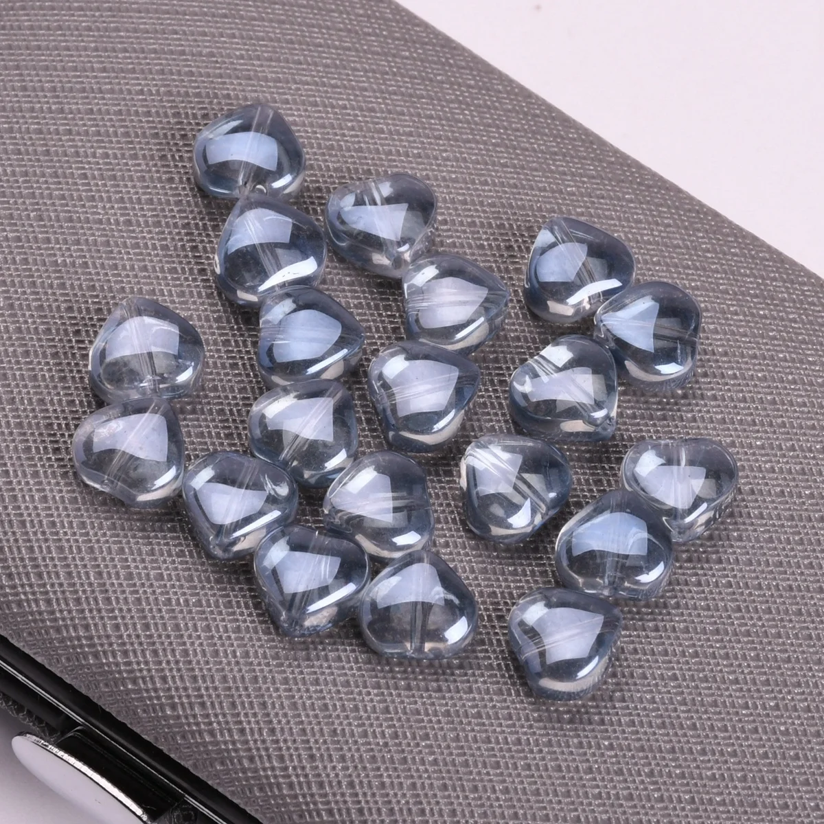 20pcs 8mm Heart Shape Colorful Plated Crystal Glass Loose Beads For Jewelry Making DIY Crafts Findings