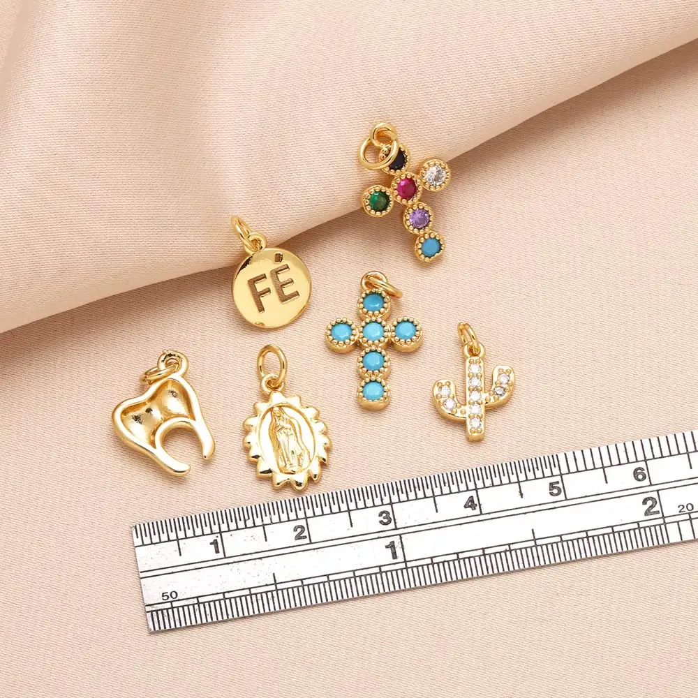 OCESRIO قوس قزح كريستال الصليب سحر لسوار النحاس مطلية بالذهب الأسنان فرجينيا اكسسوارات دي joyería envio free chma281 #3