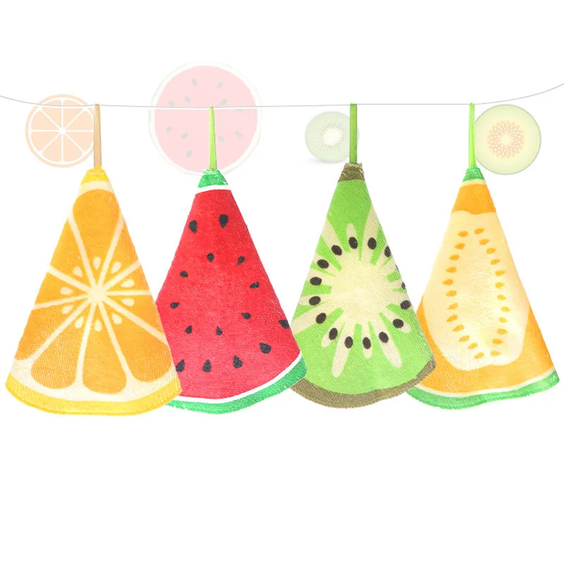 3pcs Fruit Shape Microfiber Cloth Towel Kitchen Dishcloth Hanging Absorbent Soft Cleaning Wiping Rags For Home Cleaning Tool