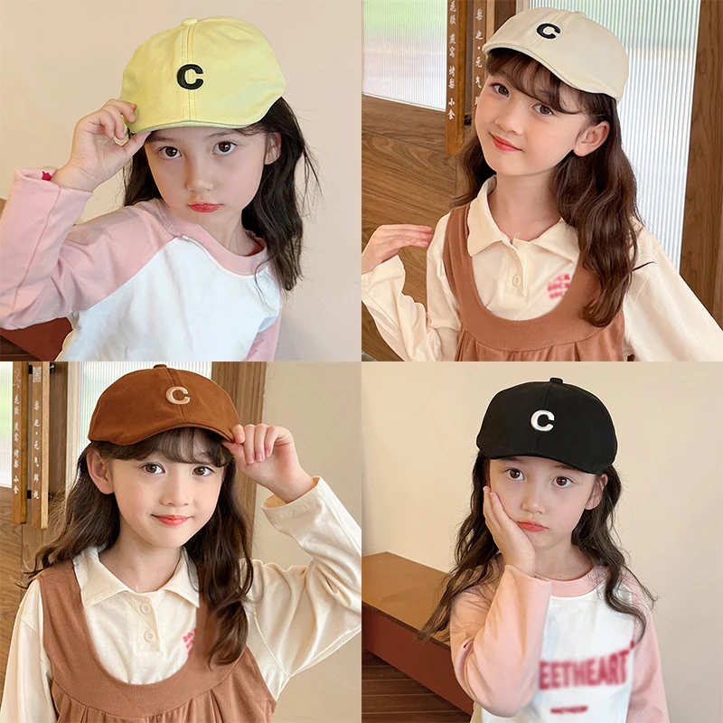 Spring Autumn Children Hat Summer Boys Girls Duck Tongue Cap Cotton Letter Embroidery Design Beret Kids Baby Sun Hats