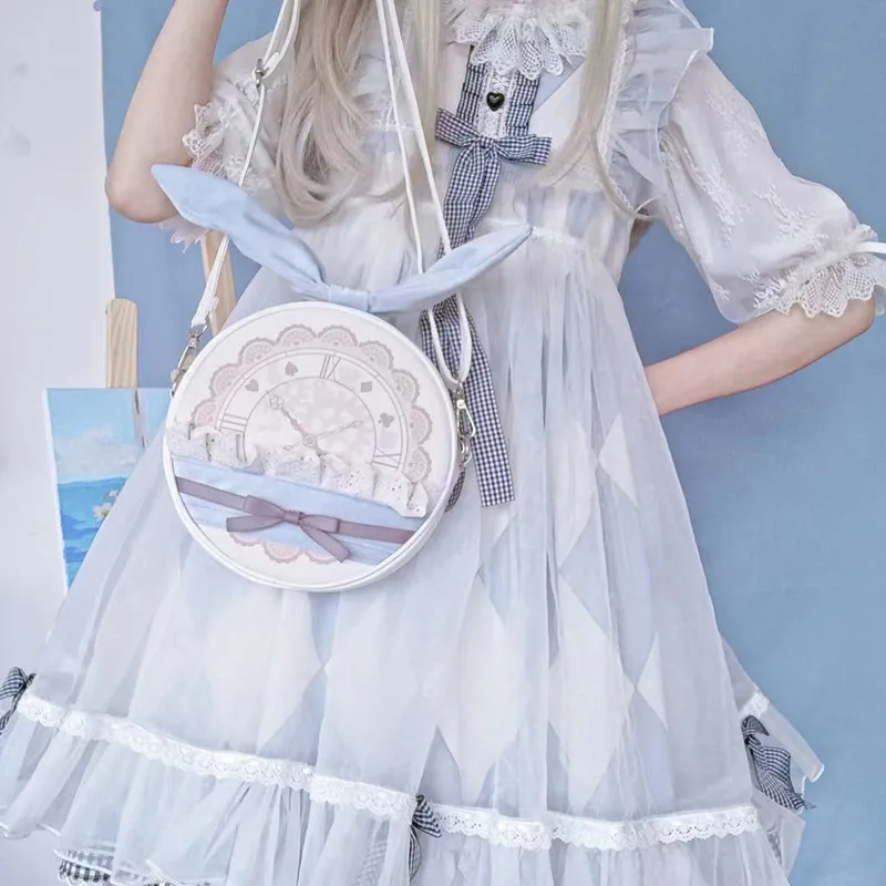 Women's Bags Pocket Sweet Crossbody Bags for Girl Cute Shoulder Casual Portable Small Round Kawaii Lolita Bag Female