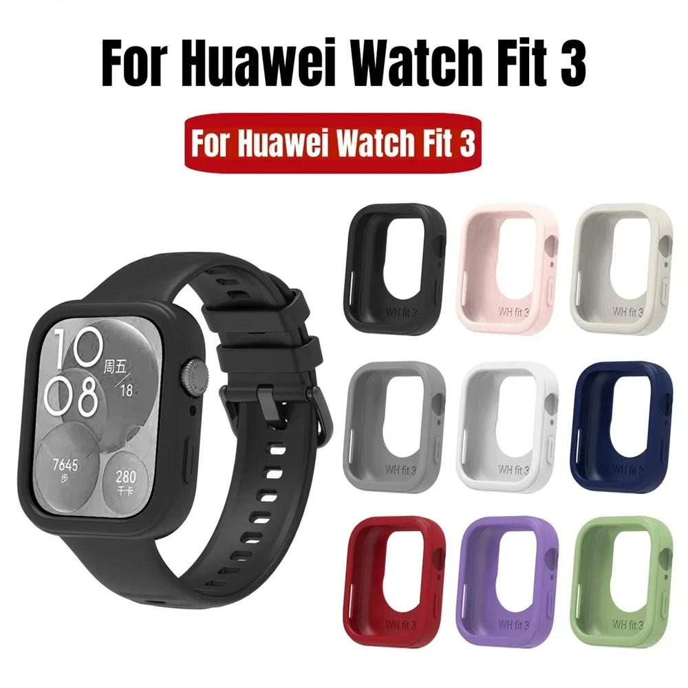 Soft Silicone Protective Case For Huawei Watch Fit 3 Screen Protector Cover Bumper Shell Case For Huawei Fit 3 Watch Accessories