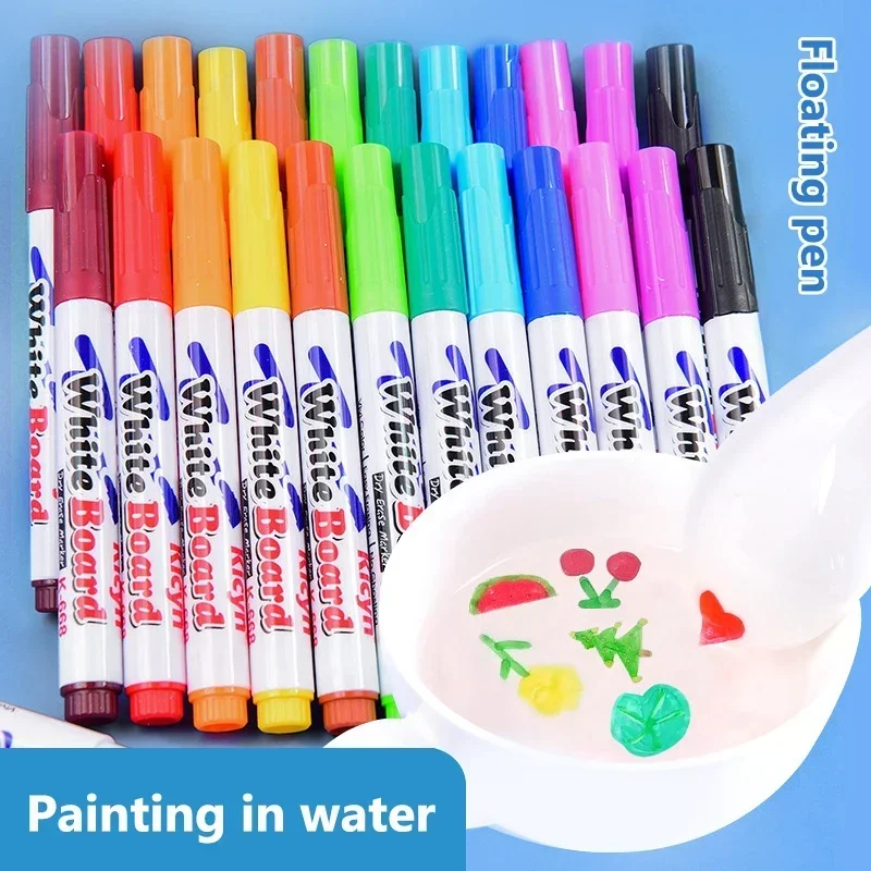 8–12 Stück farbiger schwimmender Strichstift ist ein DIY-Zeichnungs-Whiteboard-Stift für Mittelschüler und Büromaterial in der Schule