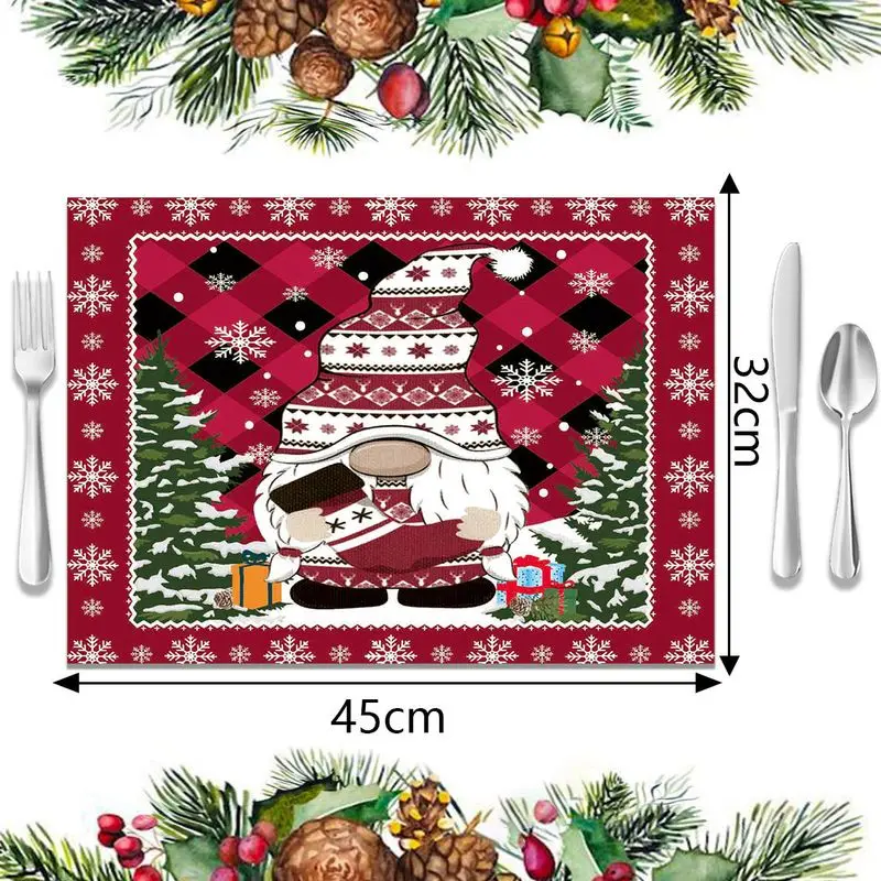 VIKAMA Christmas Dwarf Old Man Meal Mat, Waterproof Insulated Table Mat for Holiday Party Restaurant Decor