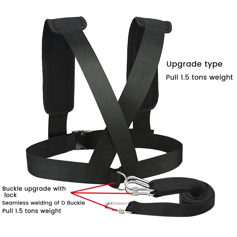 1 Piece Black Workout Bands Fitness Equipment Shoulder Harness Gym Pull Sled Drag Speed Weight Training Workout Strap ,Upgraded