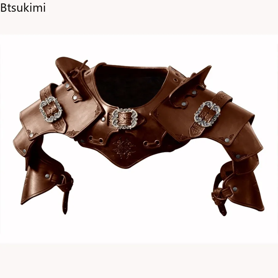 Medieval Roman Gladiator Warrior PU Leather Shoulder Armor Pauldrons Viking Knight Samurai Cosplay Costume Steampunk Accessory