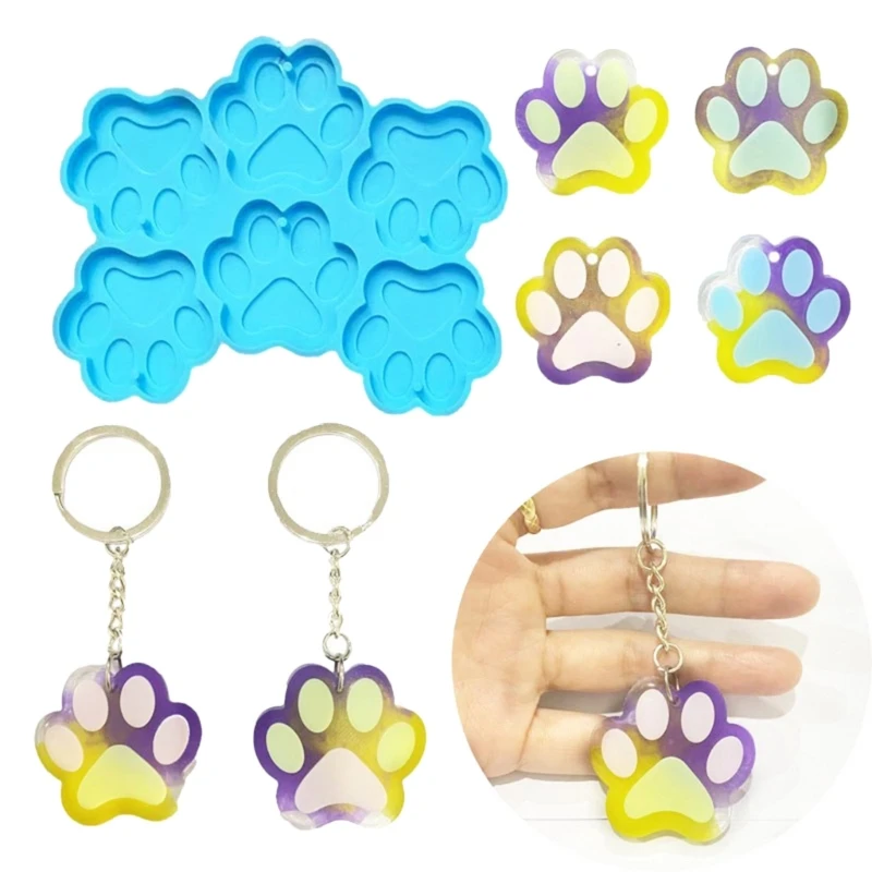 Pendant Silicone Mold Cat Paw Earring Mold For Craft DIY Necklace Keychain Crystal Epoxy Resin Casting Mould Jewelry Making Tool