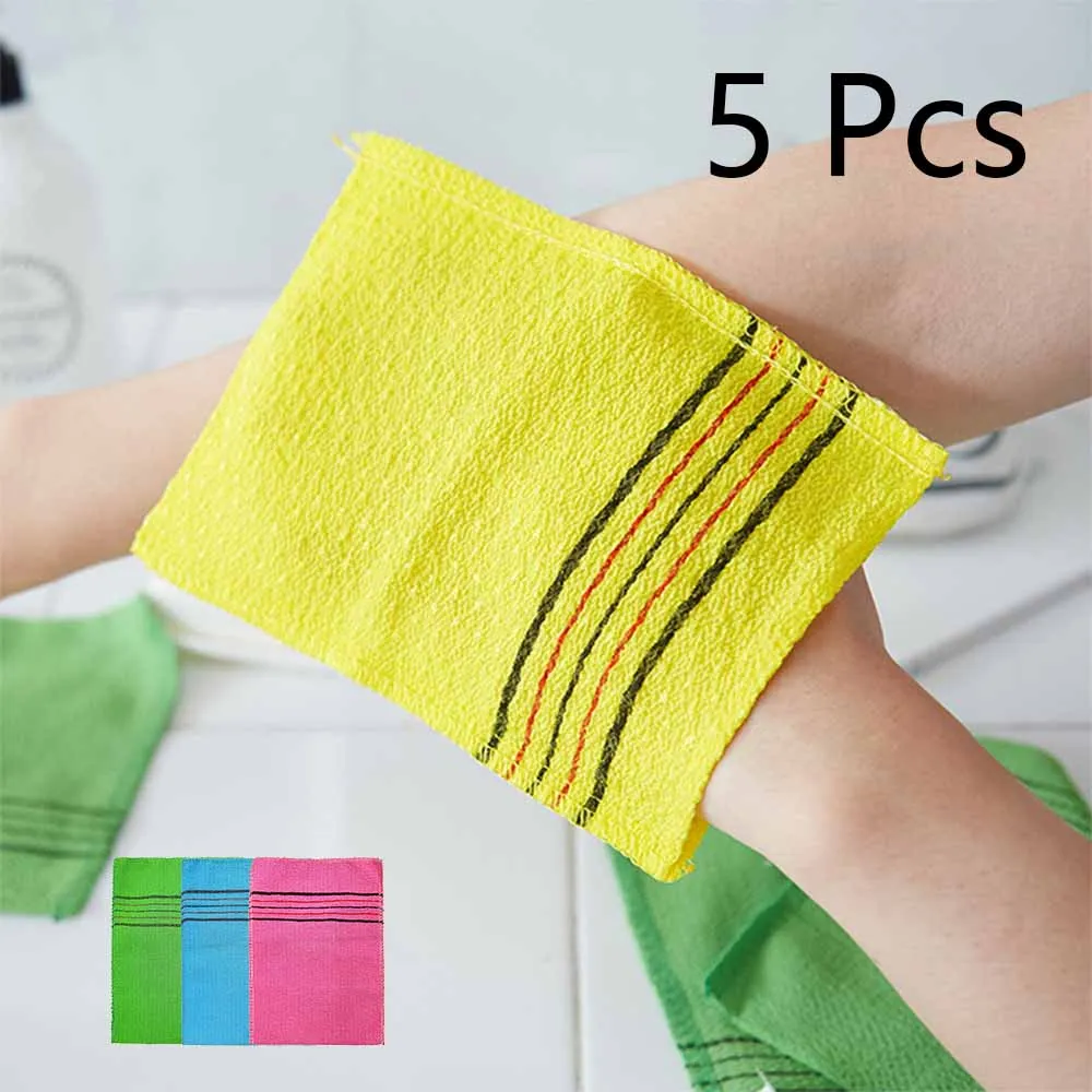 5pcs Exfoliating Bath Body Washcloth Shower Wash Cloths Dead Skin Clean Wash Towel Tool Green bathroom serviette de plage