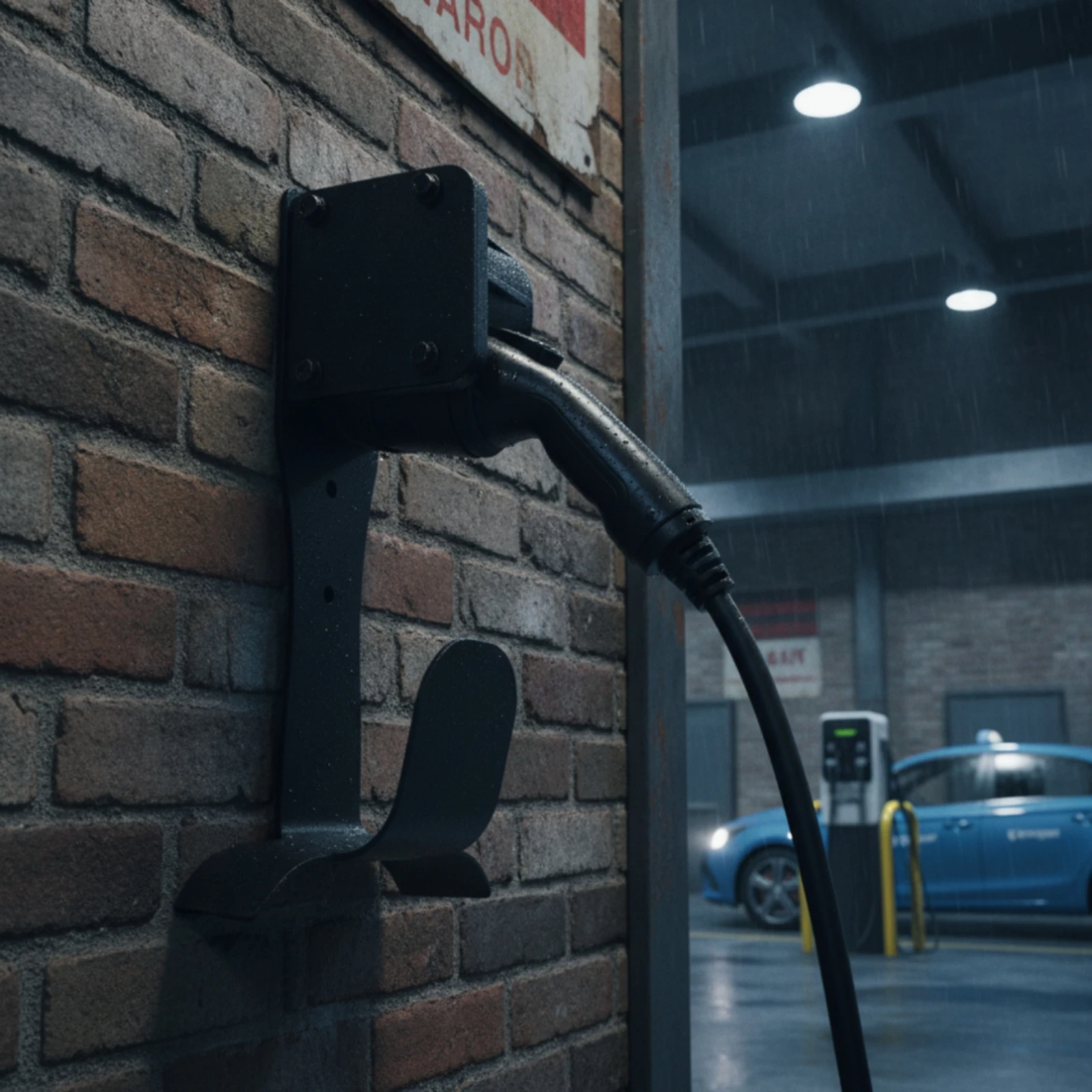 Type 2 Charger Dock with Cable Hook Space-Saving EV Charging Holder Type 2 Connector Holder Organized Wall Mount Heavy-Duty view 5