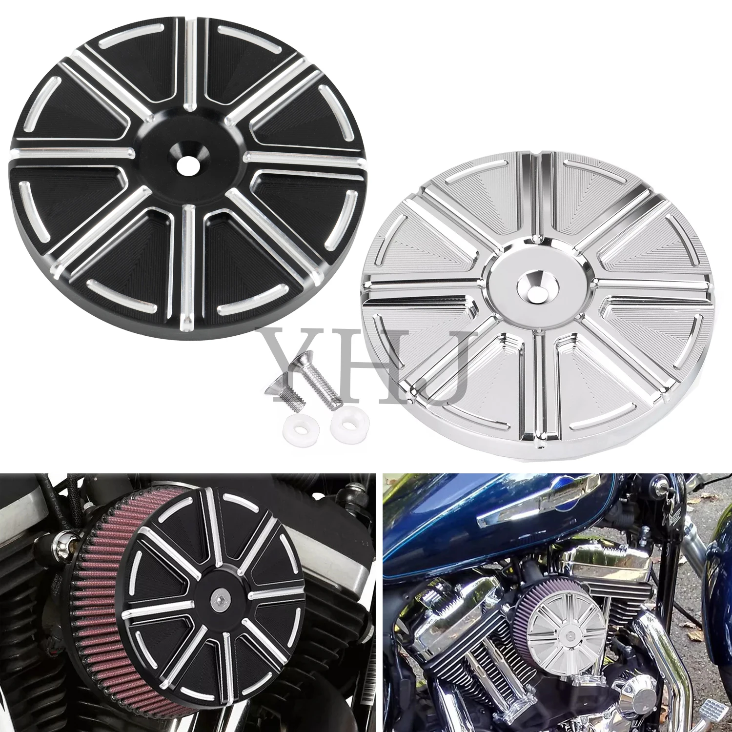 

For Harley Dyna Softail Sportster XL 883 1200 Electra Glide Road King Motorcycle Stage 1 Suckers Air Cleaner Cover Black/Chrome