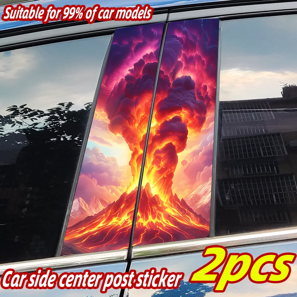 

Cartoon Volcano Car Stickers Auto B Pillar Waterproof Funny Decoration Cover Scratches Sunscreen Car Doors Pillar Vinyl Decals