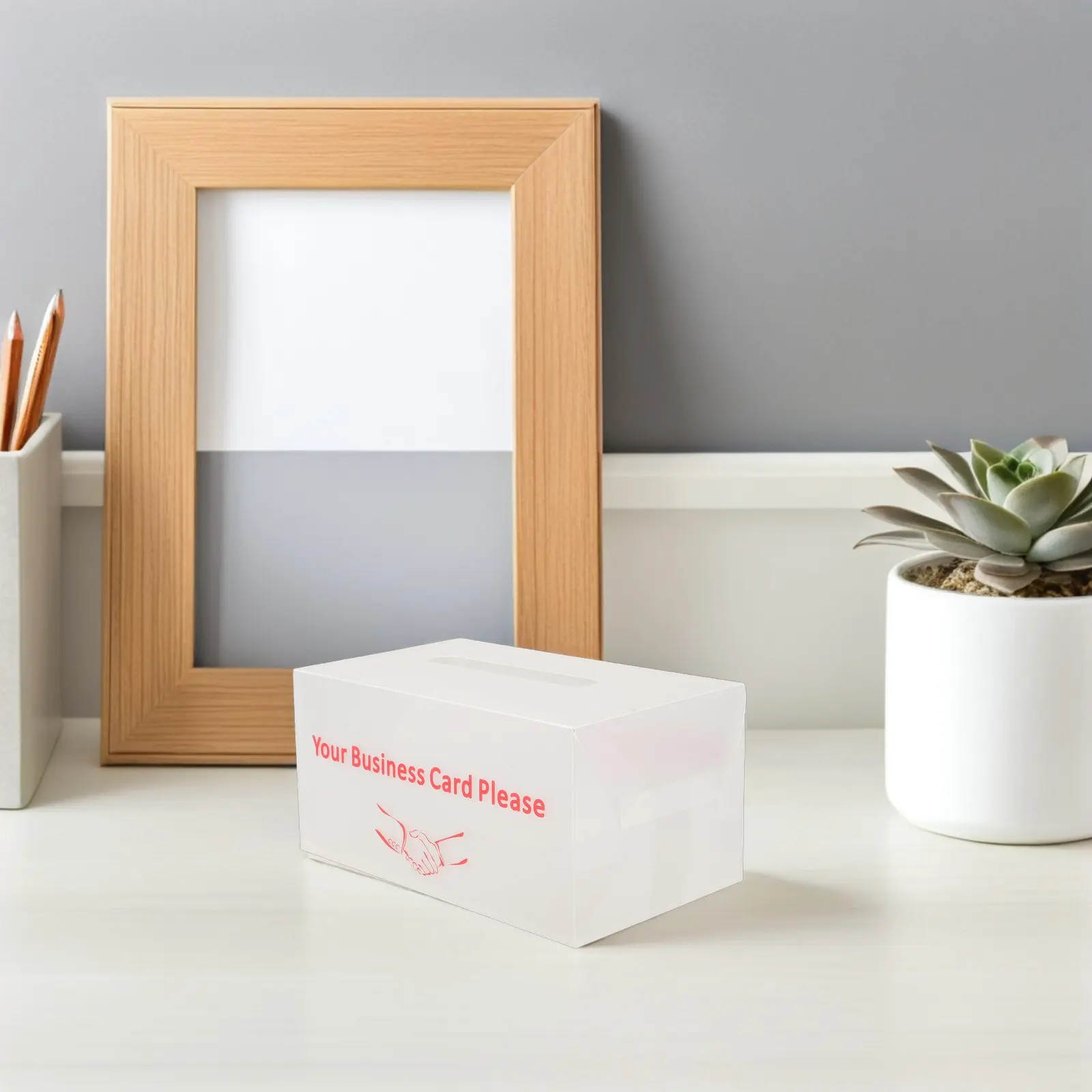 4Pcs Business Card Box Desk Holder Matte Plastic Organizer Large Capacity Trade Show Conference Display Organizer Exhibition