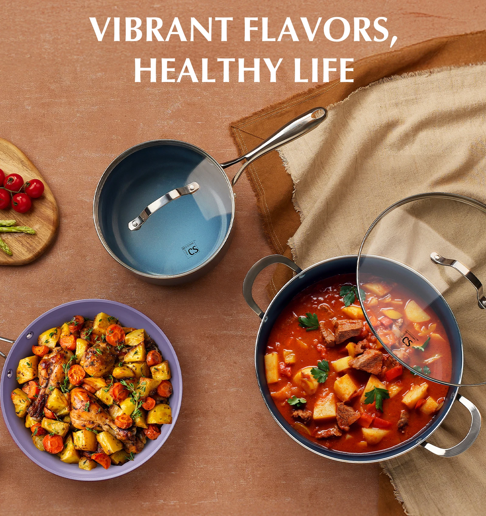 

KOCH SYSTEME CS Сине-белый 8-компонентный набор сковороды и кастрюли с крышкой, набор сковородок для соуса из 8 предметов для приготовления пищи на кухне, безопасный для духовки