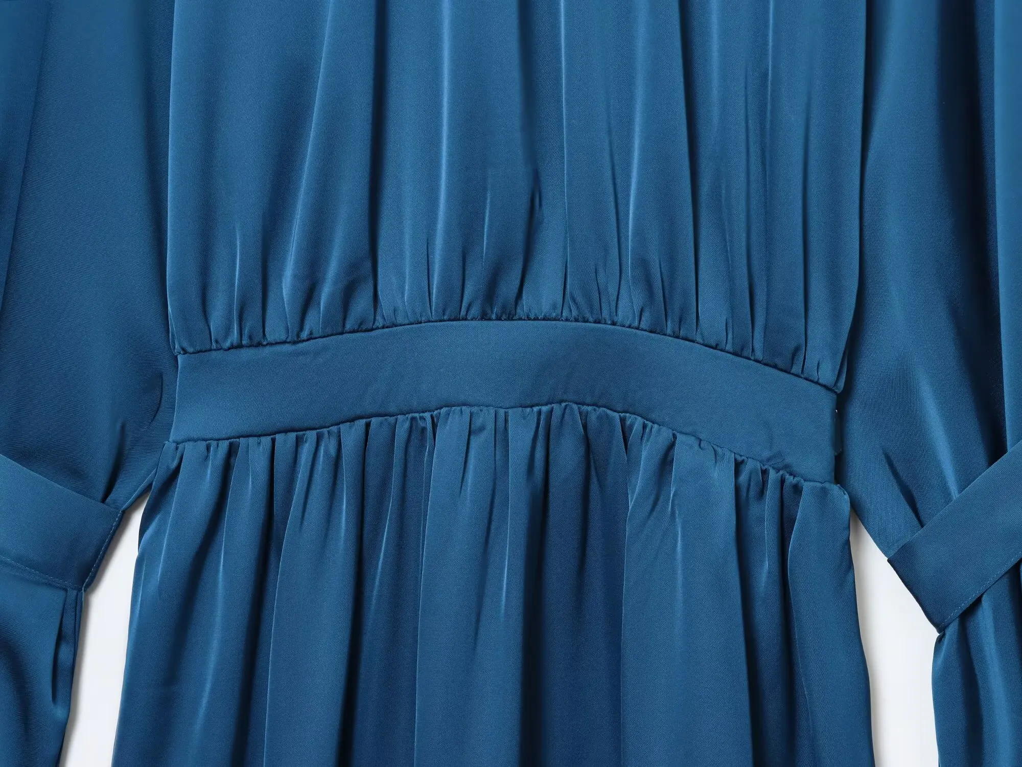 2025 WOMAN Fashion European and American Style Winter New Half-high Neck Silk Satin Texture Horn Sleeve Dress Vestidos Mujer