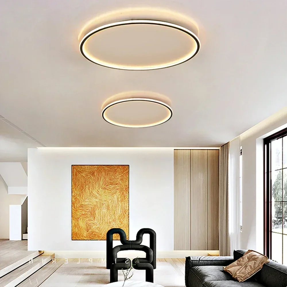 LED Ceiling Chandelier Nordic Simple Round Ceiling Lights Living Dining Room Bedroom Corridor Home Indoor Nordic Lamps Lighting