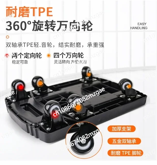 Lightweight Foldable Flatbed Transport Cart with Retractable Handle, Silent Portable Hand Cargo Trolley for Material Handlin