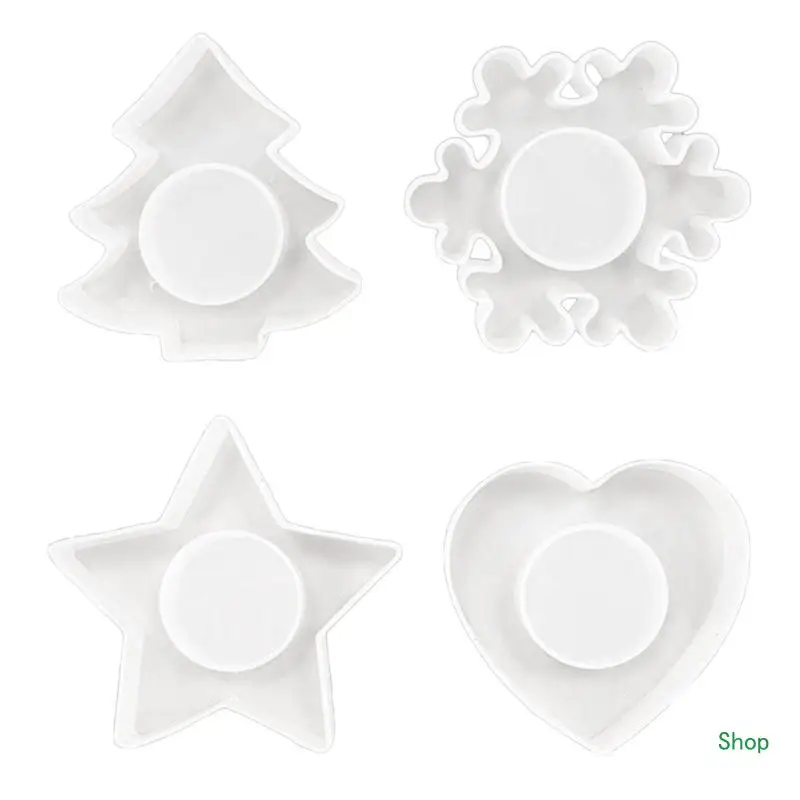 

Dropship Stand Silicone Mold Candlestick Mold Holder Ornament Mould Christmas Tree Snowflake Heart Star Molds