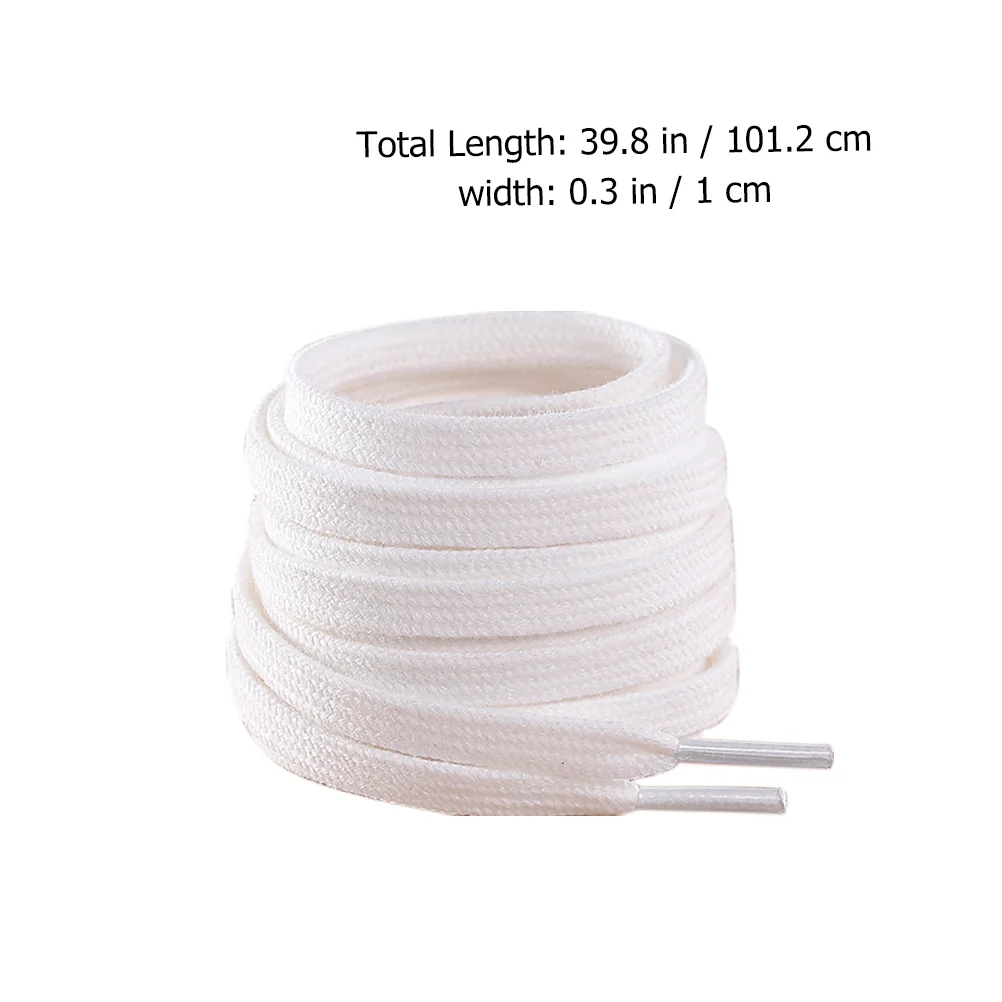 3 Pairs 100cm Pure Cotton Shoelaces Simple Flat Shoelaces Canvas Shoe Tie Lace for Sneaker Canvas Shoes Use (White+Black+Beige)