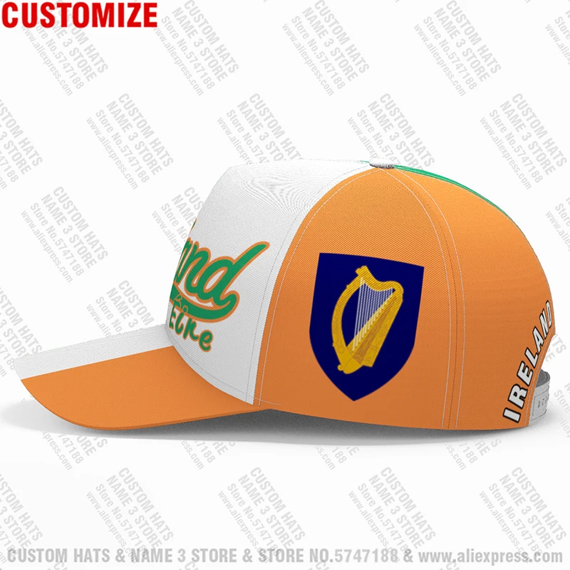 Ireland Baseball Cap Free 3d Custom Made Name Team Logo Ie Fishing Hat Irl Country Travel Irish Nation Eire Flag Eirinn Headgear