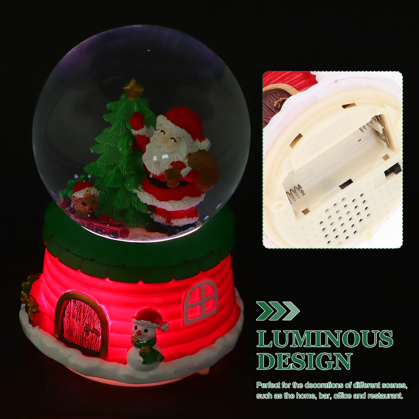 

Christmas Snow Globe Crystal Ball Resin Clear Glass Desktop Scene Decor Xmas Music Box Holiday Gift for Office Home