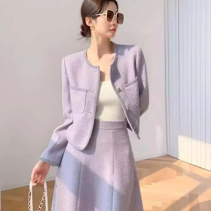 Elegant Luxury retro senior sense light mature style Women suit 2024 New spring and autumn French temperament two-piece suit