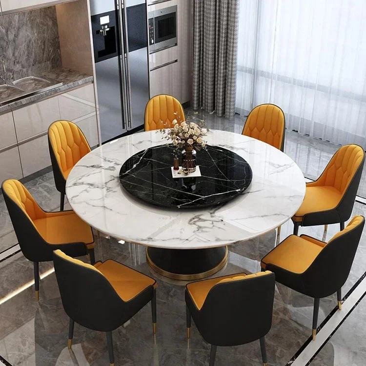 Luxury Marble Top Round Dining Table with Rotating Centre for Living Room Restaurant Furniture Coffee Table Modern Furniture