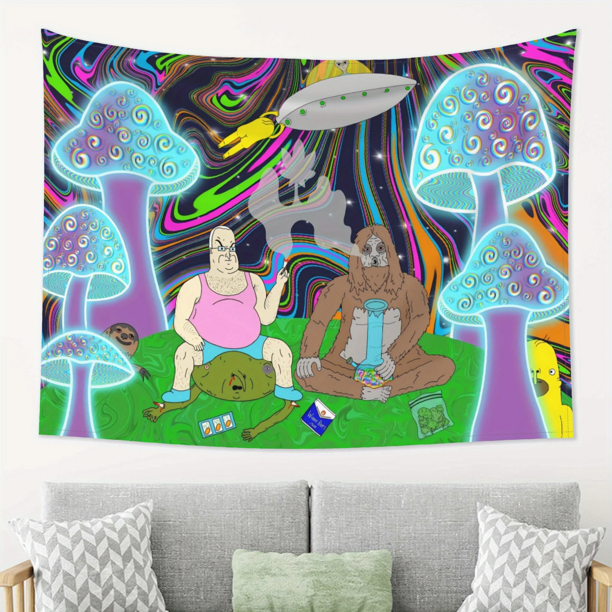 VIKAMA Fantasy Mushroom Forest Tapestry Living Room Feature Wall Music Party Wall Hanging Psychedelic Theme Room Decor