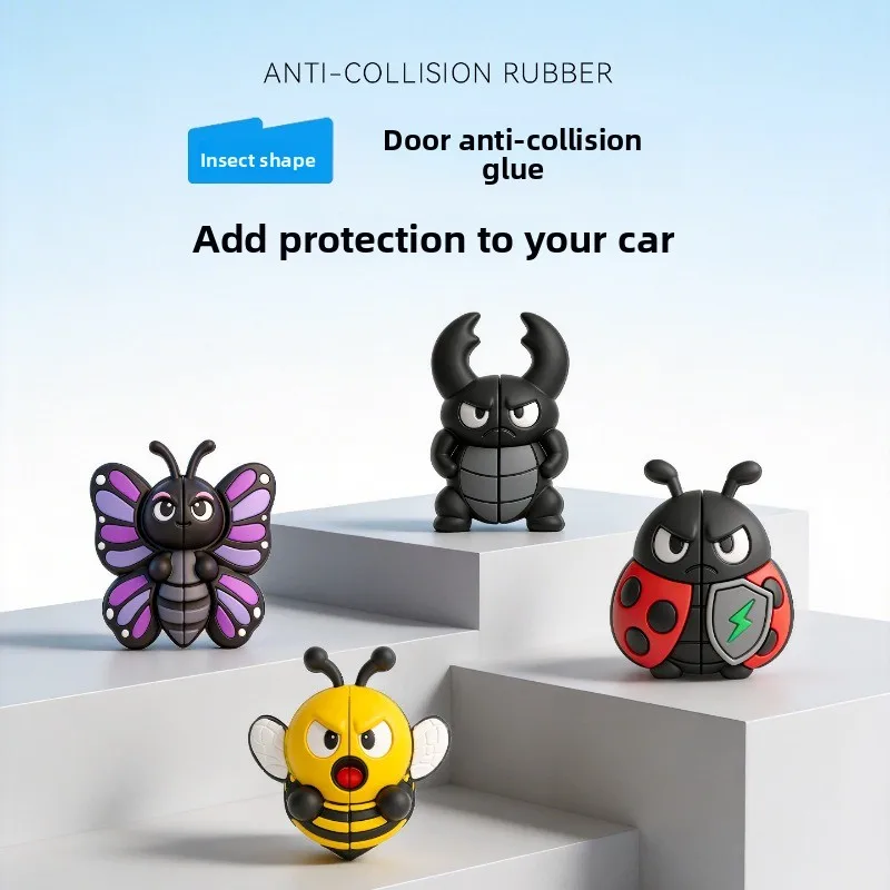 Door Anti Collision Strip Cartoon Bee PVC Protector Paste Avoid Scratches On Automobile Door Edge Daily Driving Use