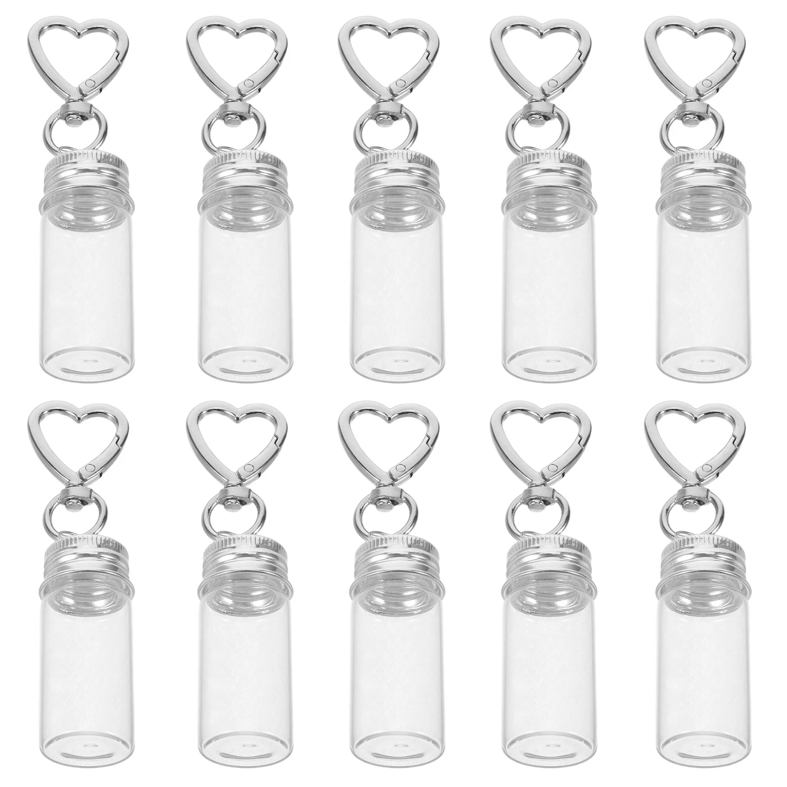 

10Pcs Mini Glass Bottle Keychains 7ml Clear Transparent Wishing Vials DIY Charm Containers Travel Wedding Favors