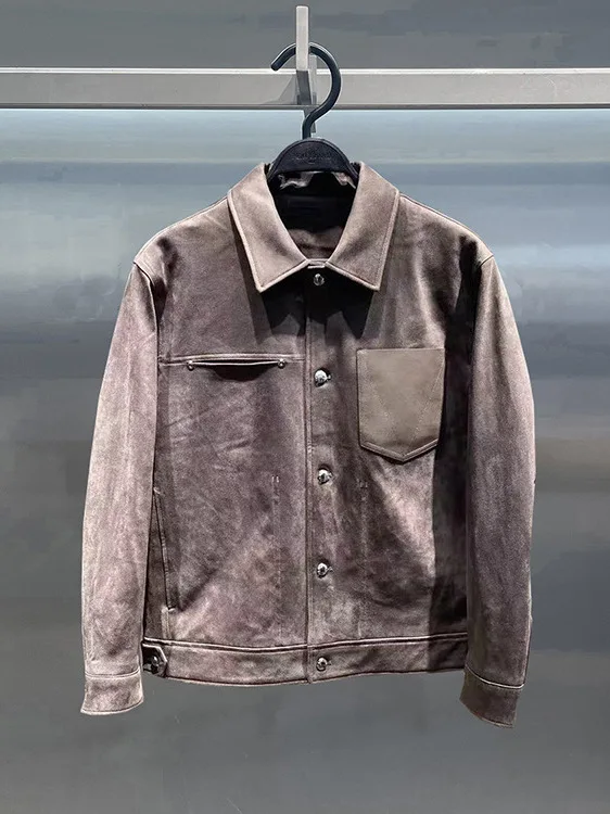 

Faionable Thi Suede Collared Jaet for Men Autumn Winter New Sle Bird Series Casual Sle Polyester Fiber Filled Coat