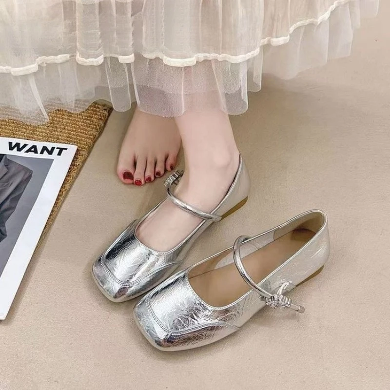 

Unlined Low Heel Pumps For Women Less Than 3cm Heel PU Upper Shallow Cut Round Toe Slip On Low Top Rubber Sole Comfort Shoes