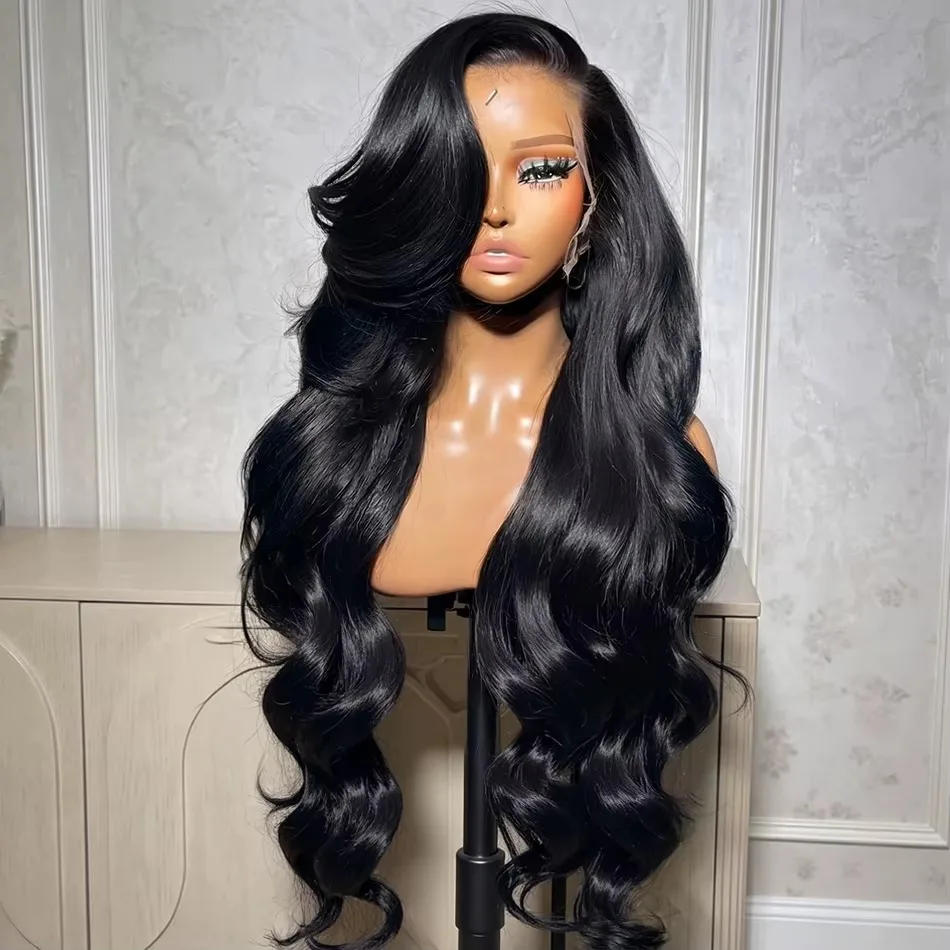 250 Density 100% Human Hair 13x6 Lace Frontal Wigs Body Wave HD 13x4 Lace Front Black Loose 40 44 Inch 360 Full Lace Front Wig