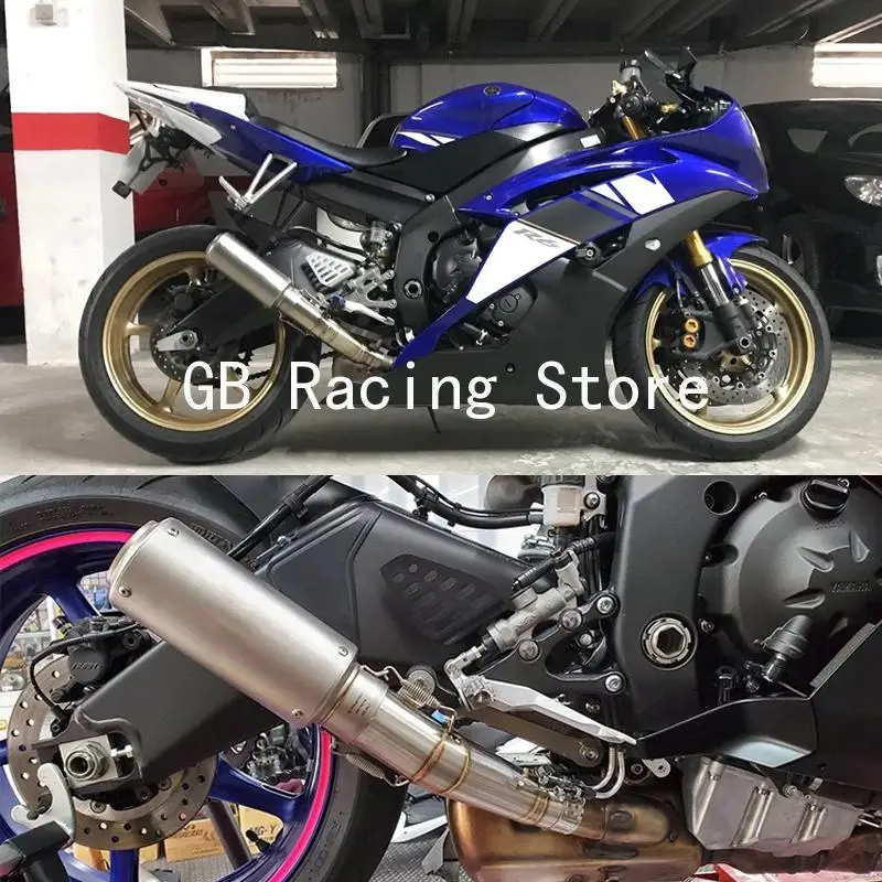 Motorcycle Exhaust Escape Moto System Modify Middle Link Pipe Connect 60mm Muffler Slip On For Yamaha YZF R6 R 6 2006 - 2023