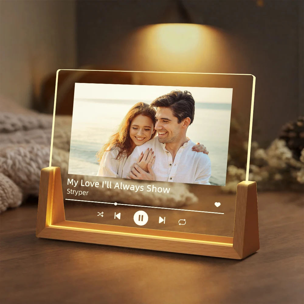 Personalized Photo Music Night Light Custom Portrait Acrylic Lamp with Song Romantic Anniversary Wedding Couples Birthday Gift image 4