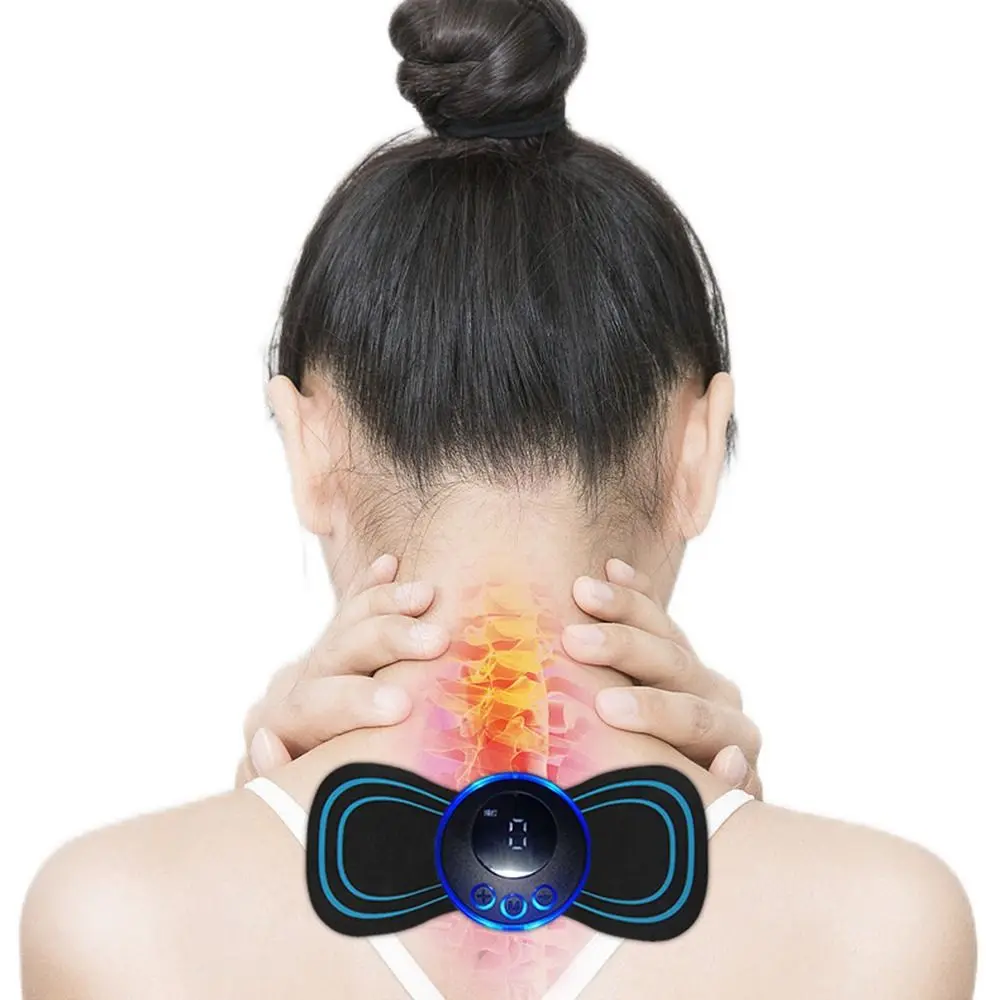 New 8 Modes Adjustable Electric EMS Neck Massager Mini Multifunctional Cervical Spine Massager Gel Pad Stickers Relieve Pressure