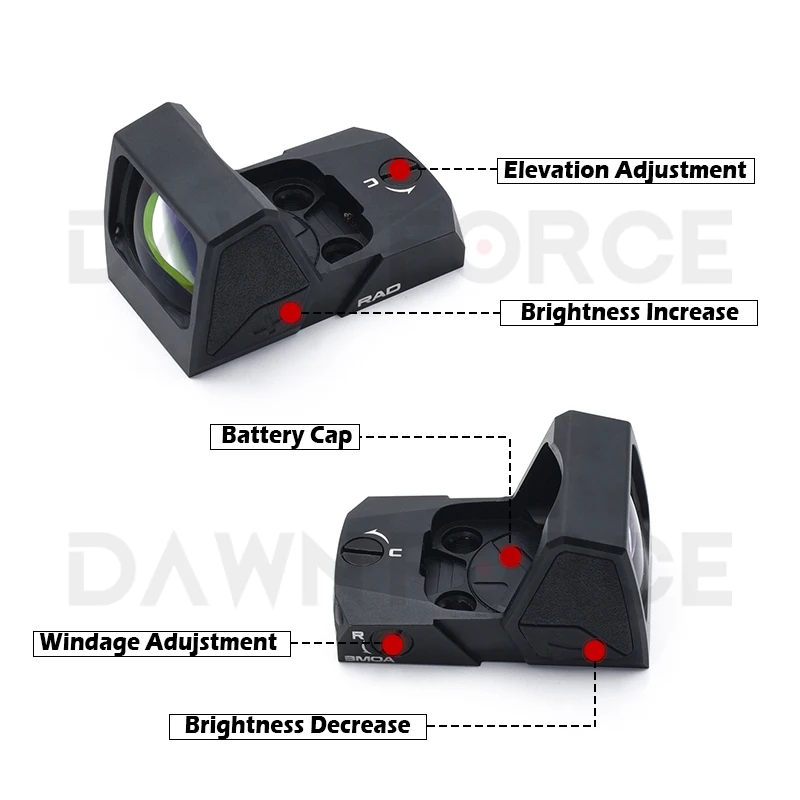 Tactical Crimson Trace RAD Compact Open Reflex Pistol Sight with Integrated Co-Witness for Compact and Subcompact Handguns