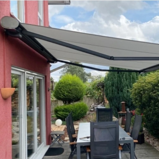Electric Awning 2x1m Full Cassette Aluminum Alloy Frame Poly Sail LED Light Remote Control for Balcony Patio Outdoor Use with Ca