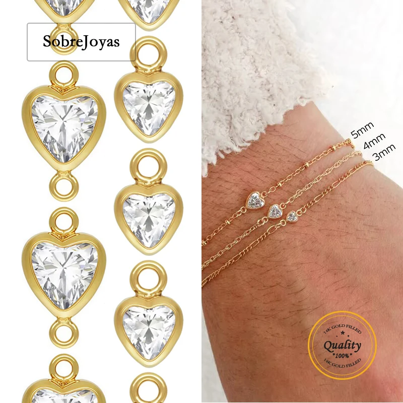 

3/5mm Heart Bezel Connectors 14K Gold Filled Wholesale Pendants for Permanent Jewelry Charm