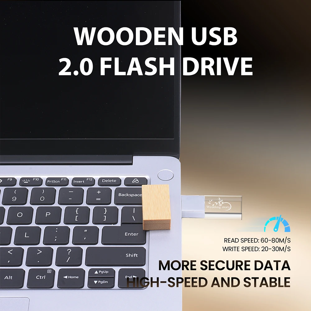 Fashion Crystal USB Flash Drive 128GB Free Custom Logo Memory Stick 64GB Color Printing Box & Pen Drive 32GB 16GB Wedding Gift