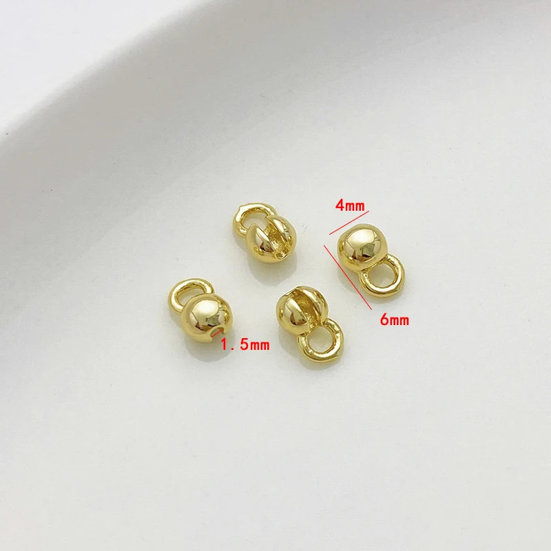 18K Gold Plated Brass Leather Cord Crimp Beads with Loop,Clam Shell Bead Tip Crimp Ends for 1.5mm Chain Necklace Jewelry Making