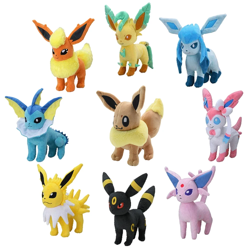 Pokemon Eevee Evolution Sylveon Flareon Jolteon Umbreon Leafeon Vaporeon Pikachu Stuffed Animal Soft Dolls Kids Baby Gift