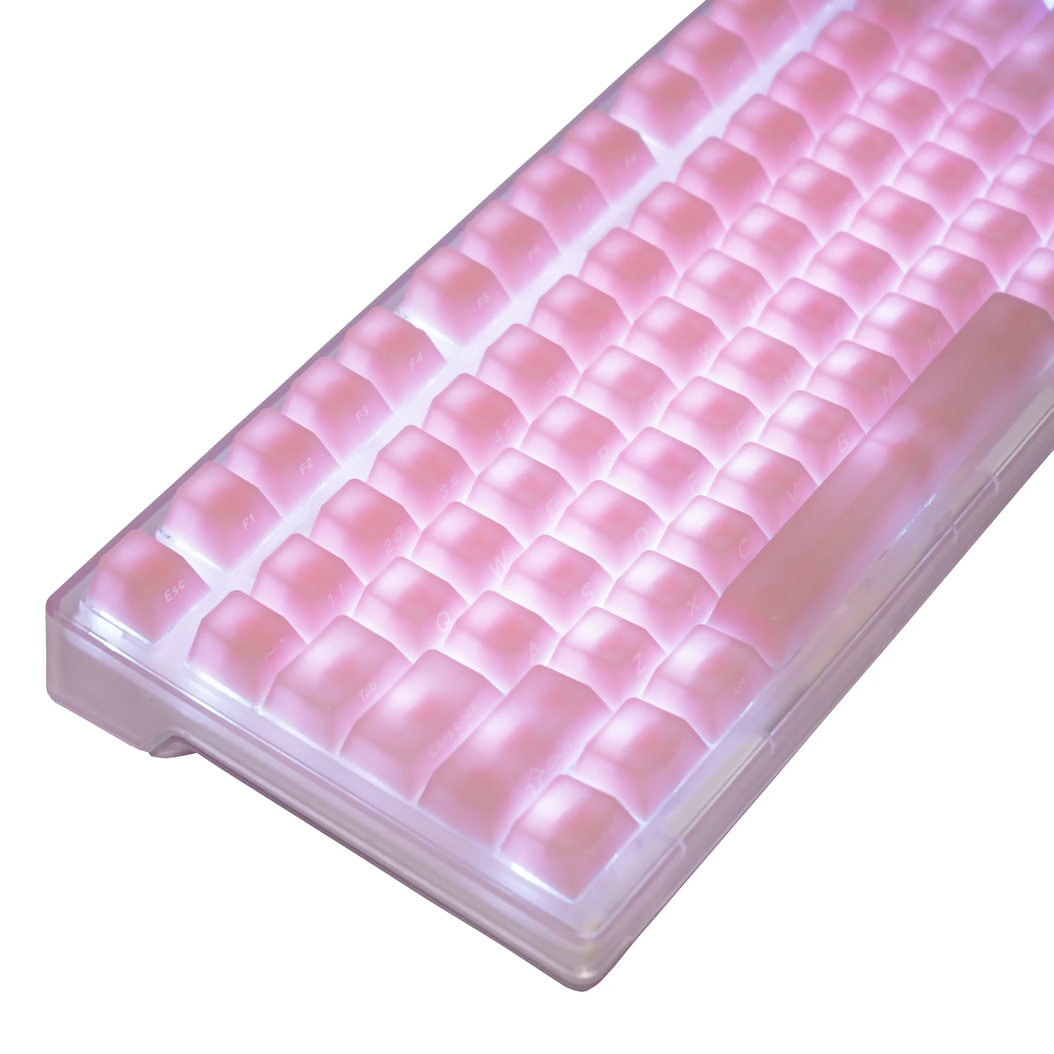 NPKC 127Key Pink Backlit Keycaps Cherry Profile Key caps Side Print Keycap For MX Switch Mechanical Keyboard Key cap ANSI Layout