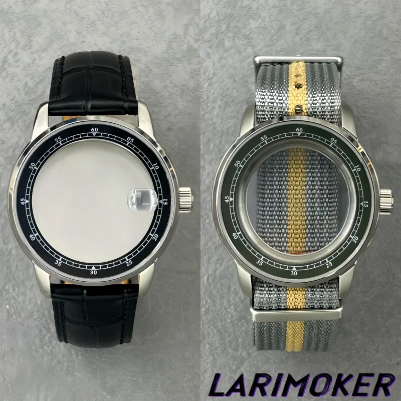 

38mm Watch Case With Scale Mark Chapter Ring Sapphire Glass for NH34NH35NH36 PT5000 Movement with woven strap and leather strap