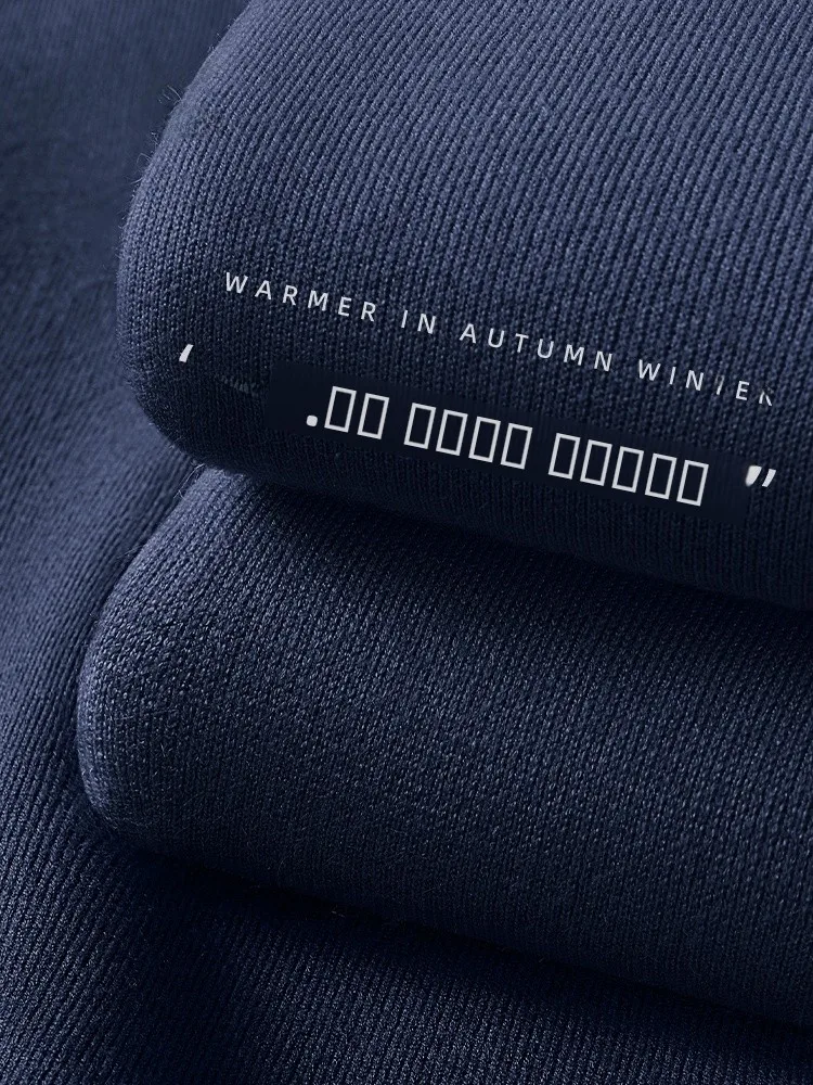 

Loose Fit High Ne Knitwear for Men Autumn Winter Velvet Collar T-irt Base Layer irt Comfortable Polyester Blend Long Sl...